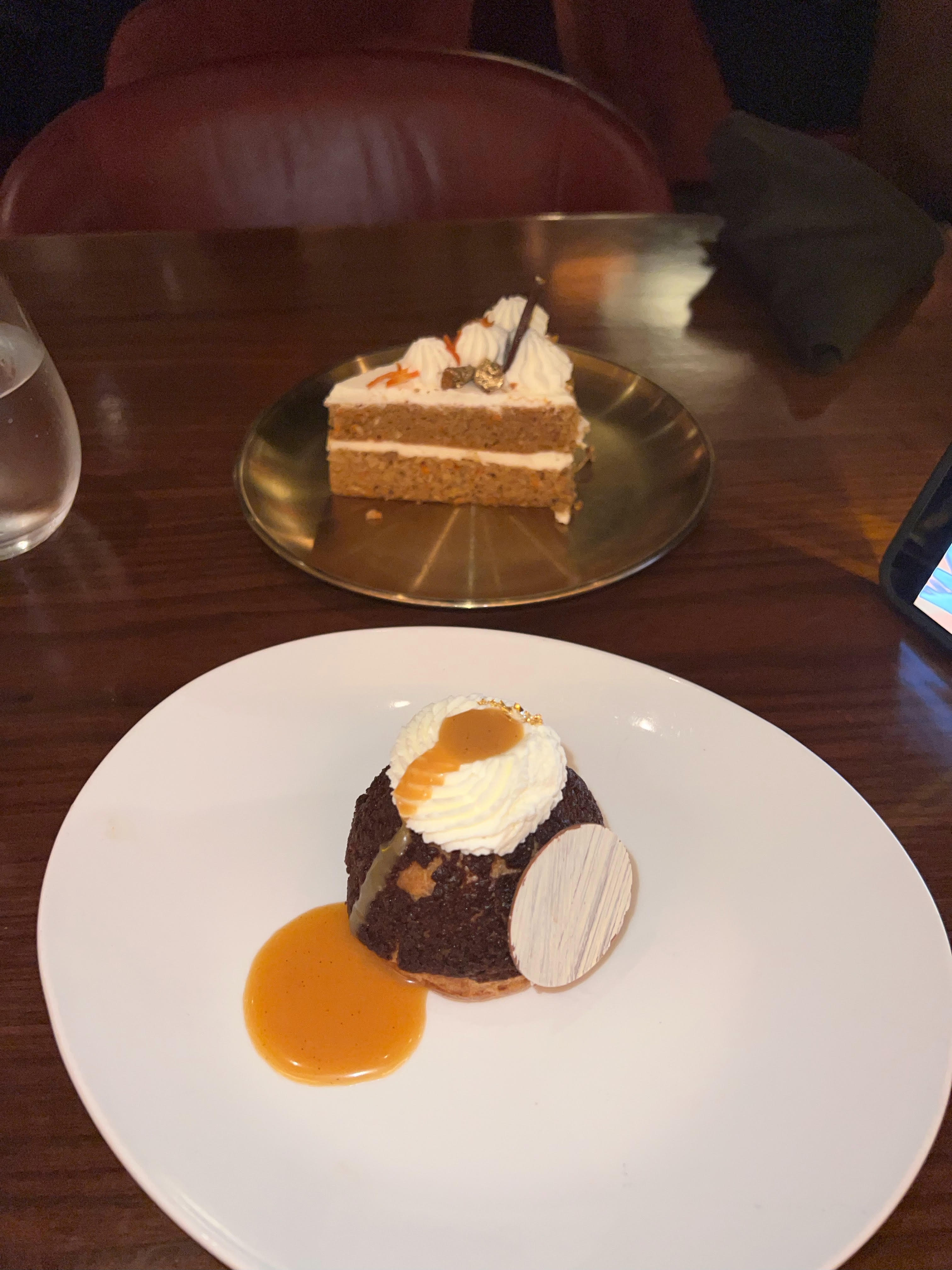 a plate of dessert on a table